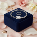 Set Bracciale e Anello Catena Grumetta con Zircone — Acciaio Inossidabile