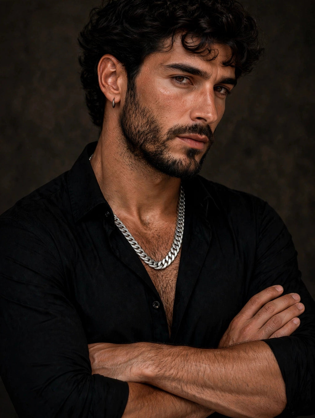 Collana catena cubana uomo braccia conserte — Meryliss Gioielli