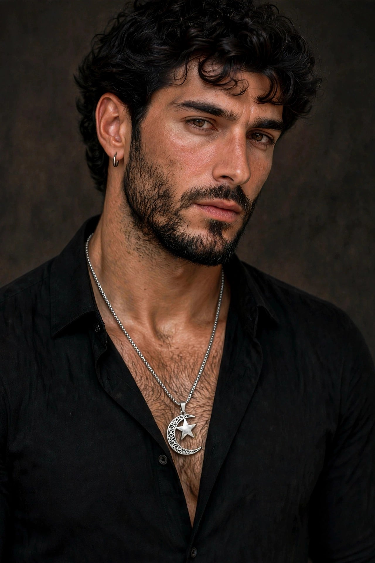 Collana Uomo Luna e Stella — ritratto uomo