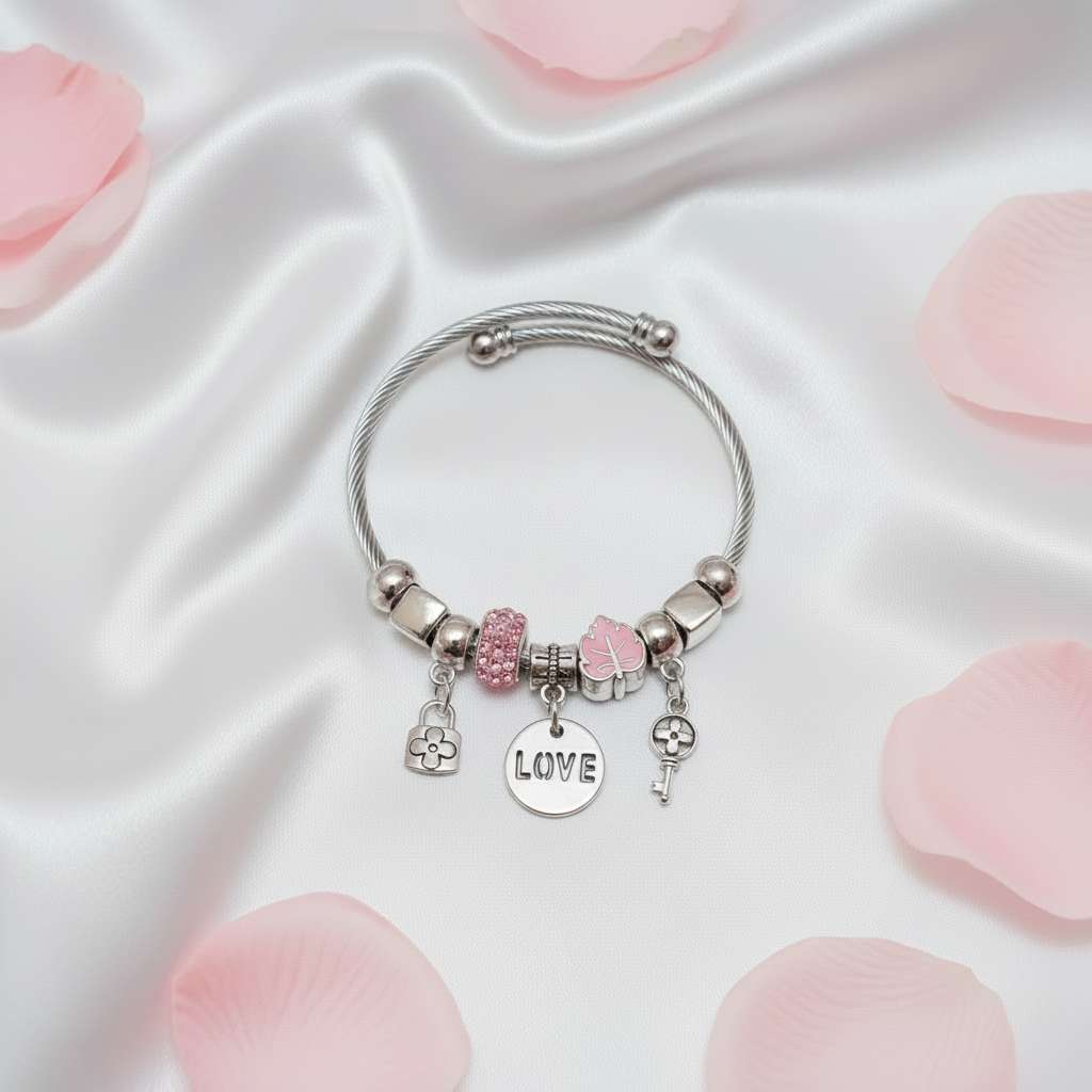 Bracciale Charm LOVE rosa