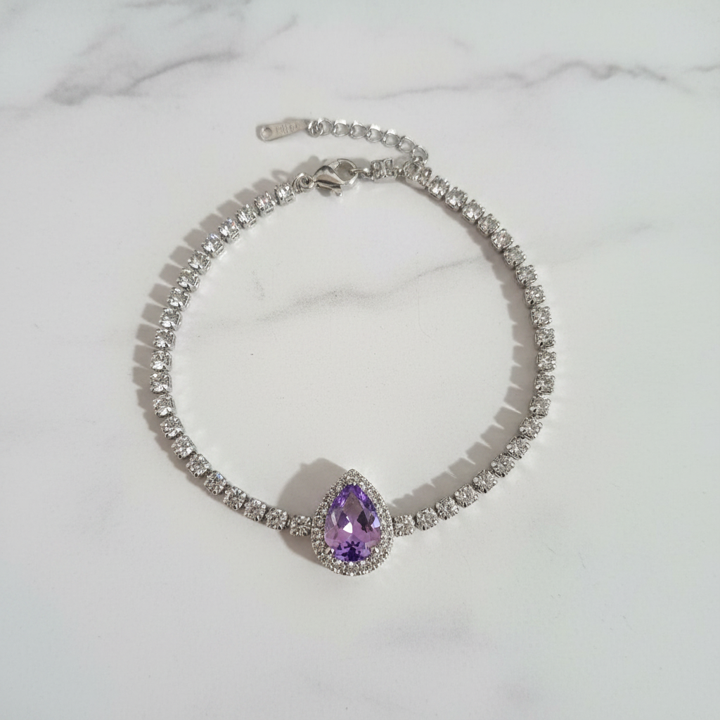 Bracciale Tennis Goccia Lilla
