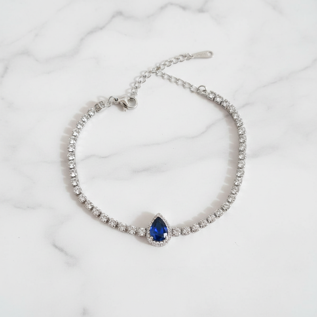 Bracciale Tennis Goccia Blu Zaffiro