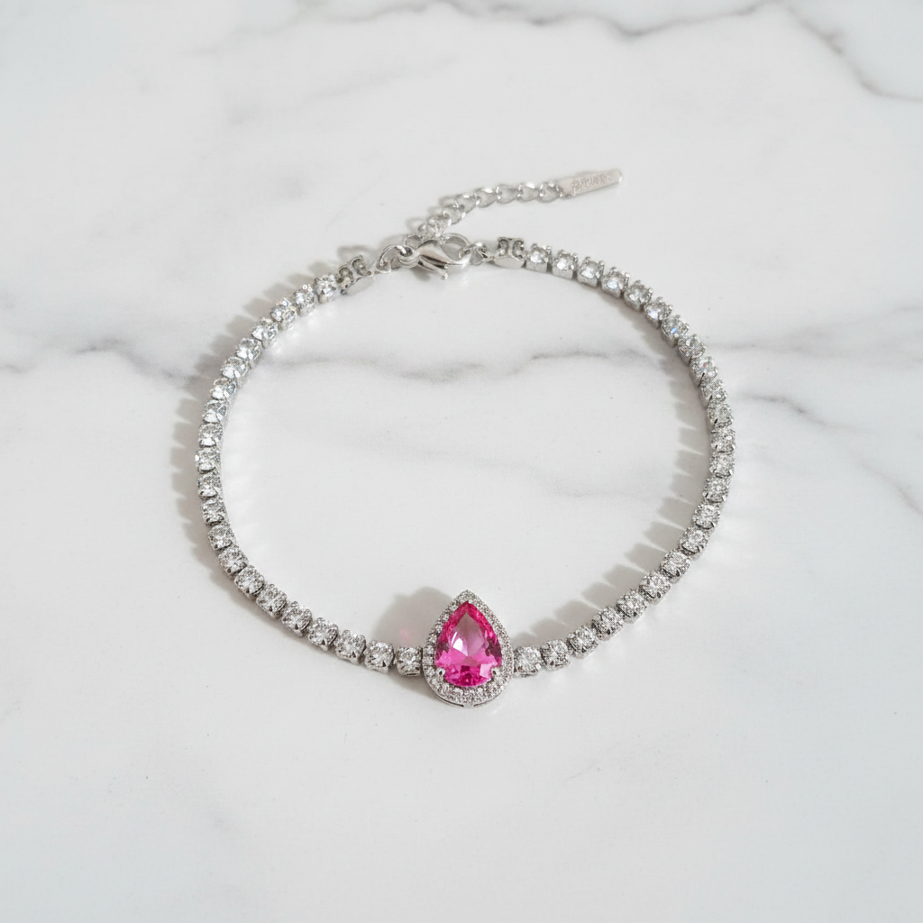 Bracciale Tennis Goccia Rosa