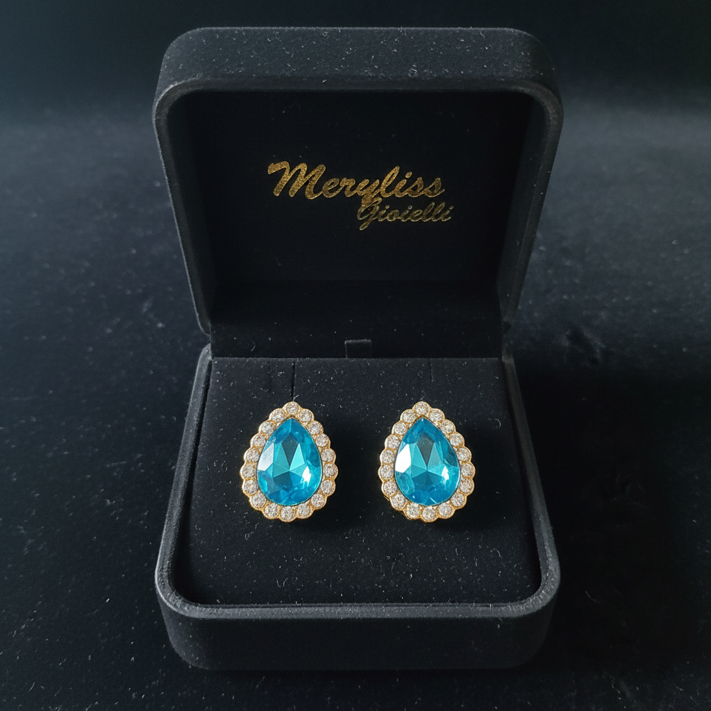 Orecchini goccia azzurro turchese in scatolina