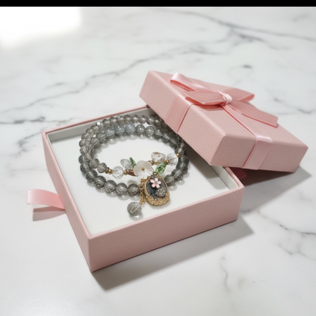 Bracciale Cristalli Grigio nella scatolina regalo