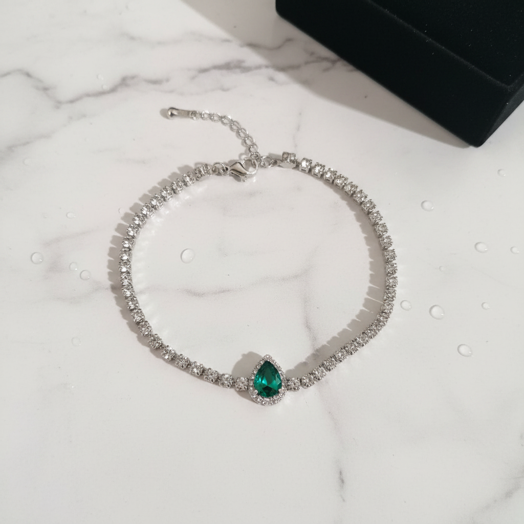 Bracciale Tennis Goccia Verde