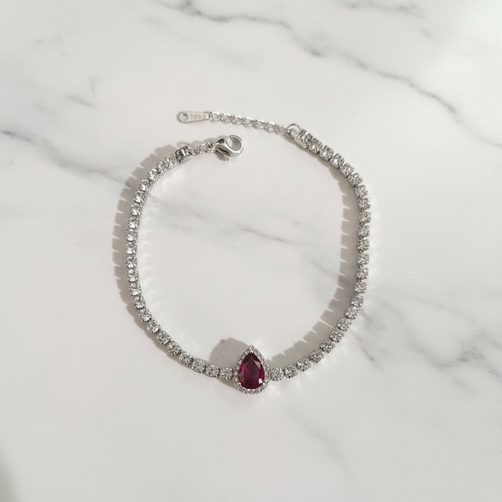 Bracciale Tennis Goccia Rosso Rubino