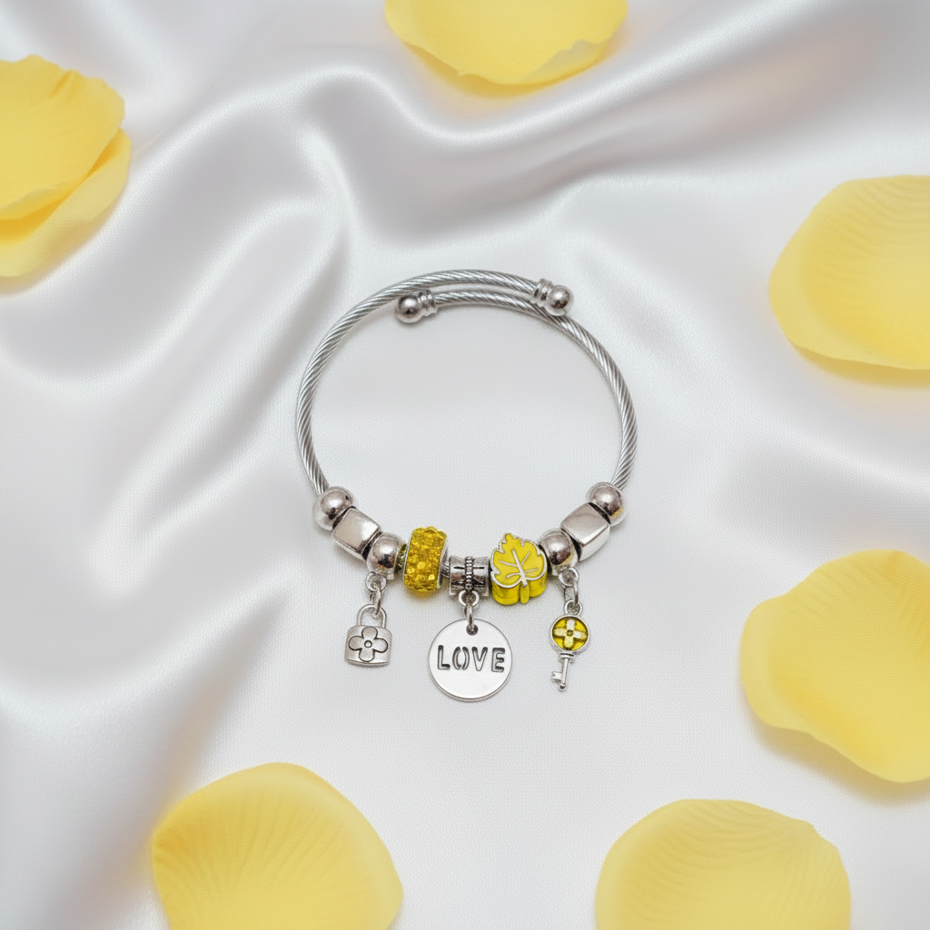 Bracciale Charm LOVE giallo