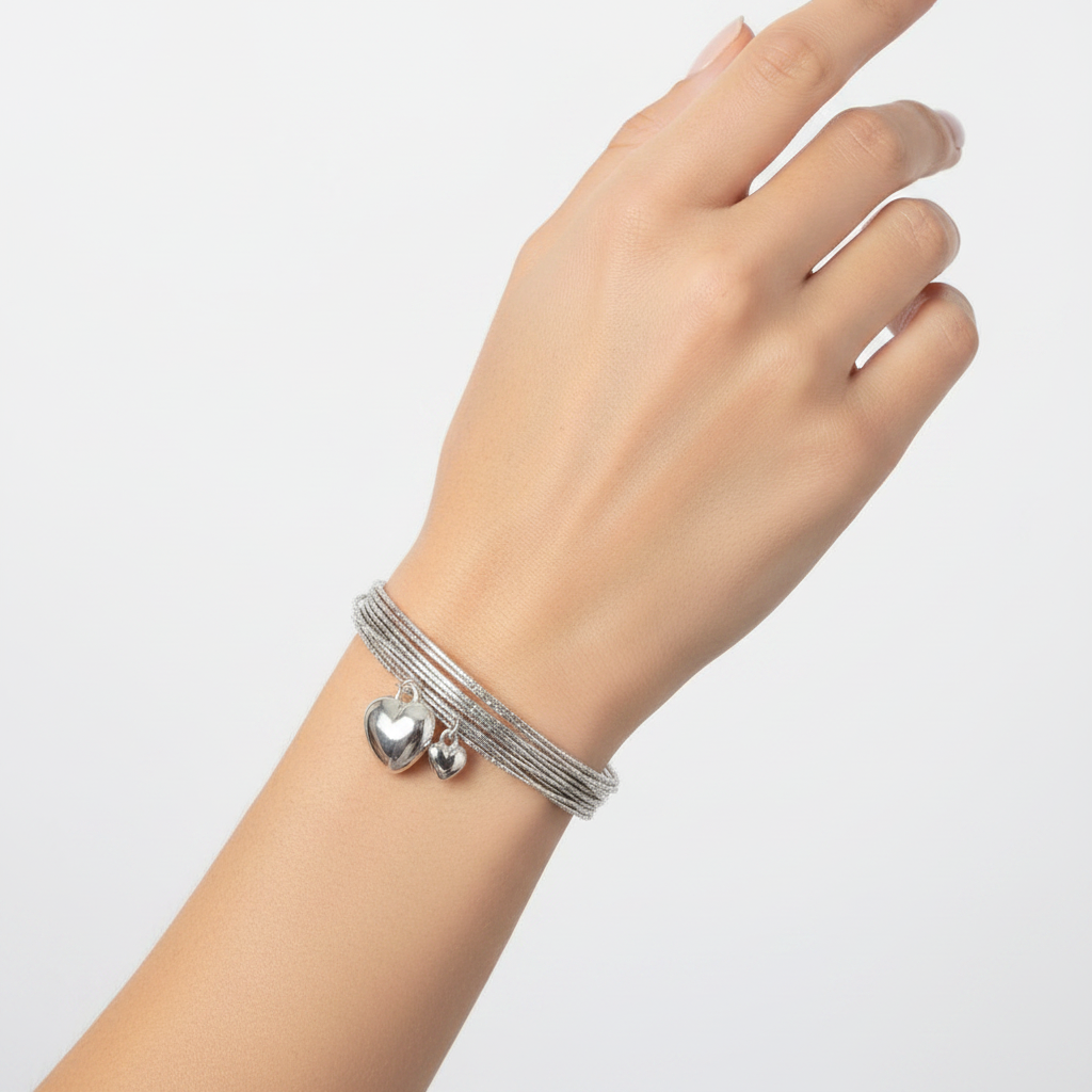 Bracciale Multi-filo Argento indossato