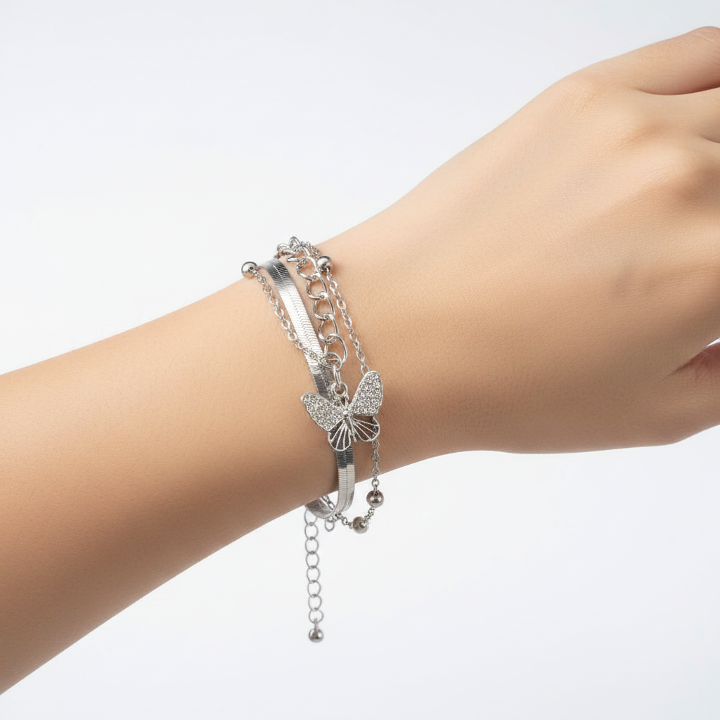 Bracciale Farfalla Argento indossato
