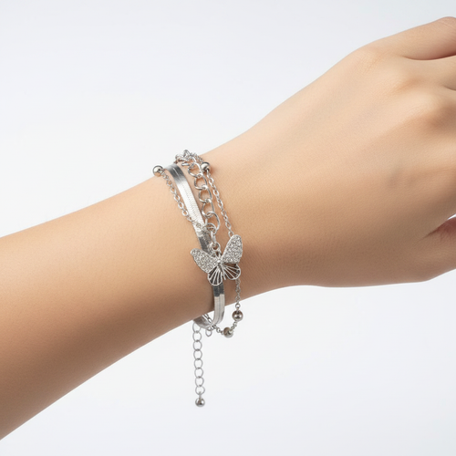 Bracciale Farfalla Argento indossato