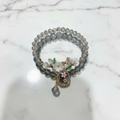 Bracciale Cristalli Grigio con Charm Fiore