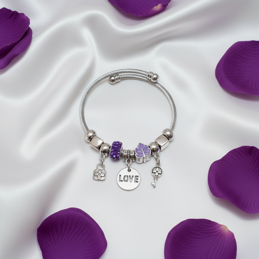 Bracciale Charm LOVE viola