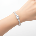 Bracciale Tennis con Pietra Quadrata indossato