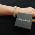Bracciale Tennis Tre Giri Perle e Zirconi indossato con scatolina MerylissGioielli