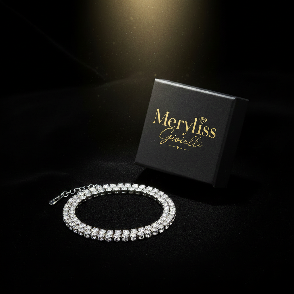 Bracciale tennis doppia fila argento con scatolina Meryliss Gioielli