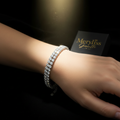 Bracciale tennis doppia fila argento indossato al polso