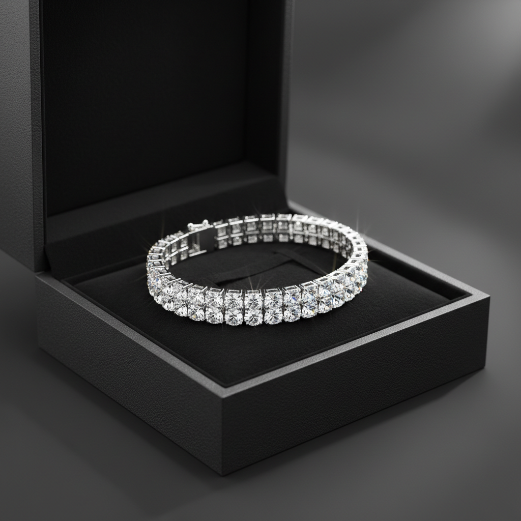 Braccialetto tennis in acciaio inossidabile silver in elegante scatolina regalo nera