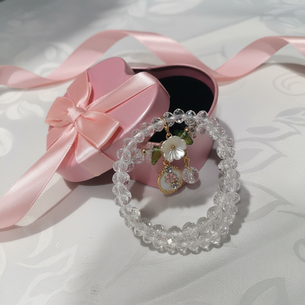 Bracciale Cristalli Bianco nella scatolina regalo