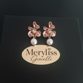 Orecchini Fiore Rosa con Perla