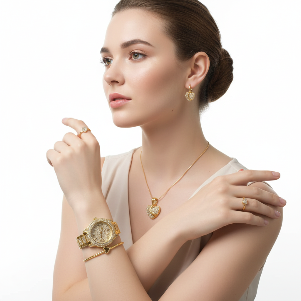 Set Lusso 5 Pezzi Oro indossato