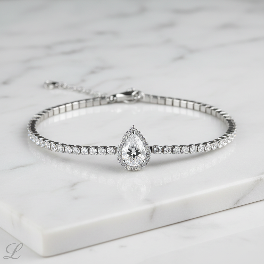 Bracciale Tennis Goccia Bianco