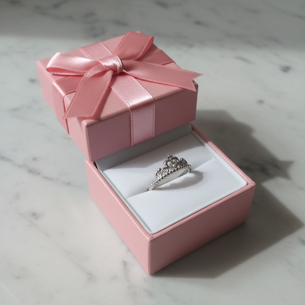 Anello Corona Principessa Argento nella scatolina regalo