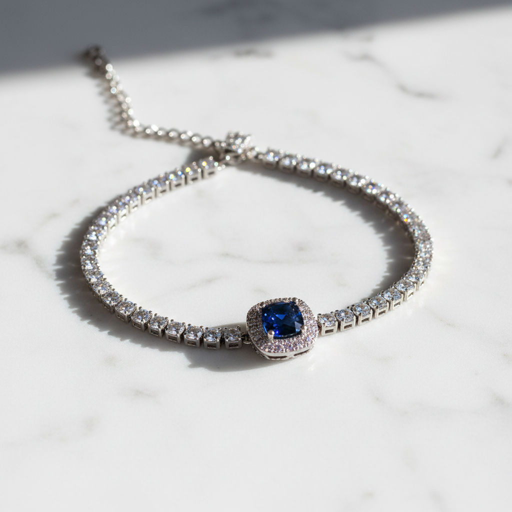 Bracciale Tennis Blu Zaffiro