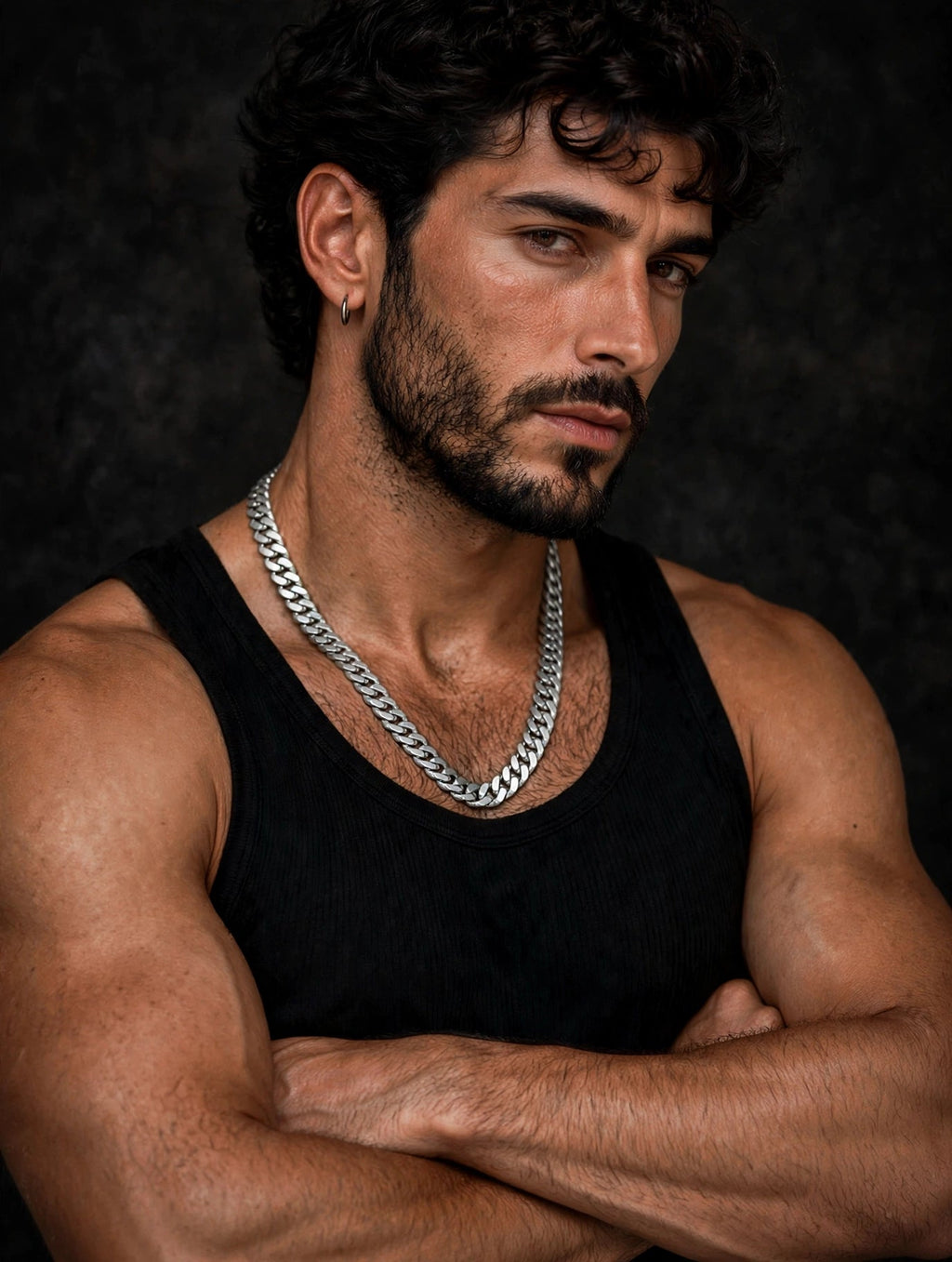 Collana catena cubana uomo con canotta — Meryliss Gioielli