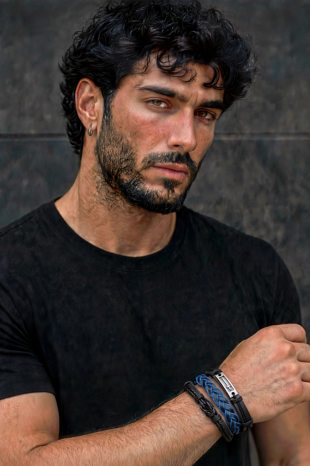 Set 3 Bracciali Uomo Blue Steel — ritratto uomo