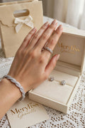 Set Bracciale Tennis a intreccio argento + Anello regolabile + Orecchini in acciaio inossidabile ipoallergenico