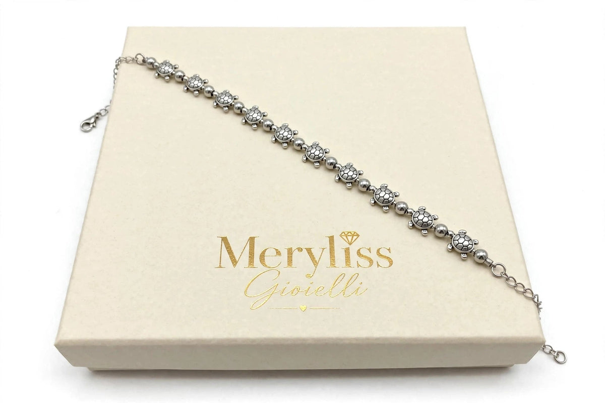 Bracciale Tartarughine Acciaio Inox - Bracciale Uomo Tartaruga Portafortuna - Meryliss Gioielli