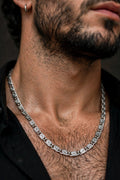 Collana catena bizantina argento uomo dettaglio macro — Meryliss Gioielli